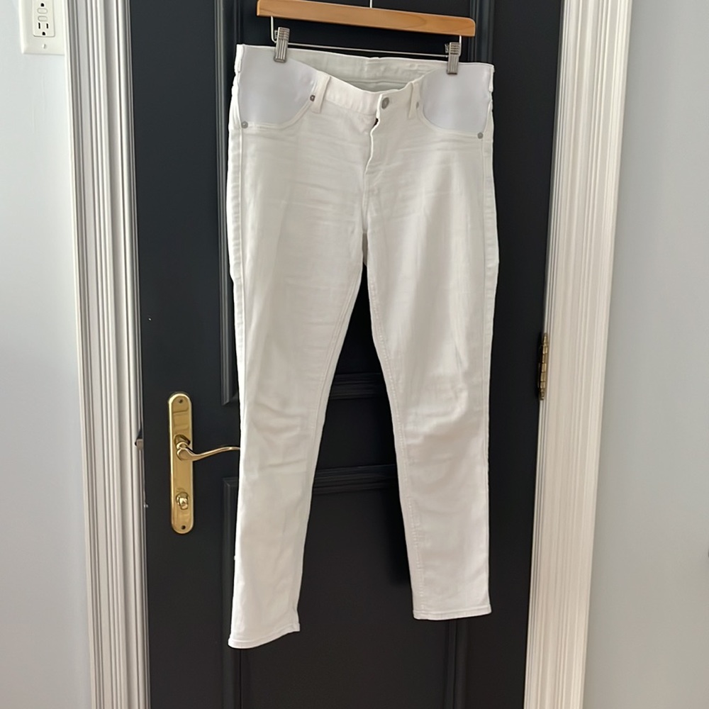7 for all mankind, the ankle skinny jeans. White. Maternity. Size 29.